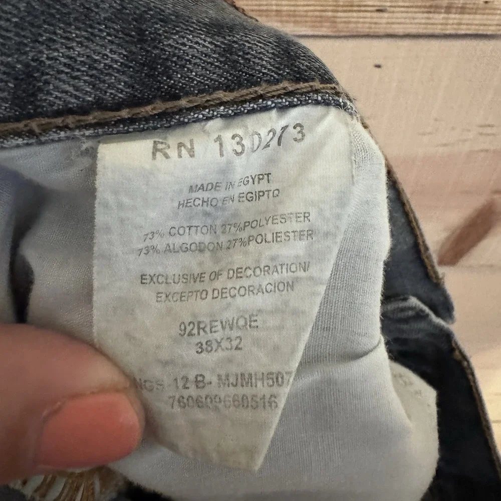 Wrangler Jeans Co‎ Men's 38x32 Slim Straight Blue Denim Jeans